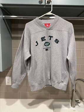 Vintage 90s New York Jets NFL Football V Neck Sweatshirt Size M